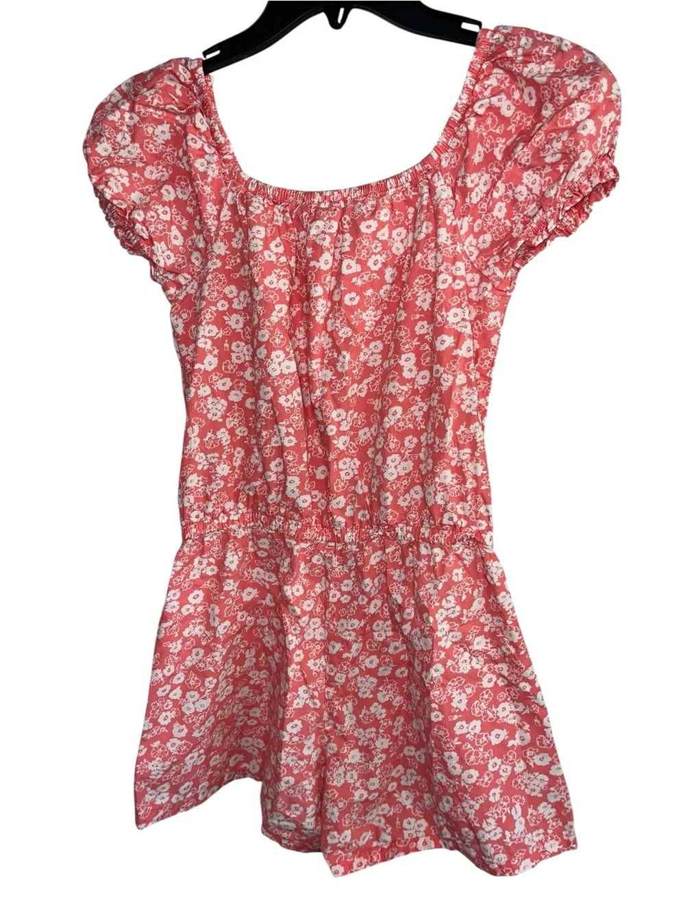 Gap Kids Girls 14-16 Coral Floral Short Sleeve Romper Elastic Waist